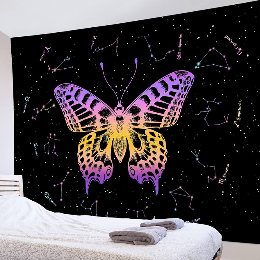 Amazon.co.jp: LB カラフル 蝶 タペストリー 12の星座 田舎 虫